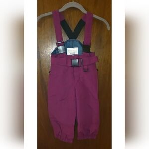 Lands' End Kids Magenta Snow/Ski Pants with Black Suspenders